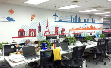 天门教你设计办公室墙绘的方法。