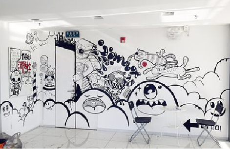 天门手绘墙并非传统涂鸦。